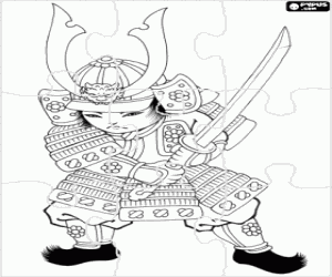 Warrior samurai puzzle coloring page
