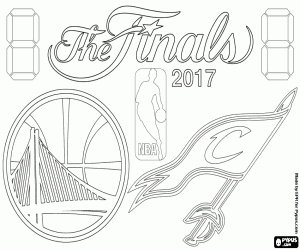 Warriors vs Cavaliers, NBA 2017 coloring page