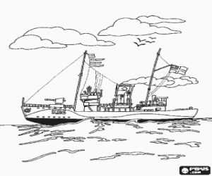 Warship - Corvette coloring page