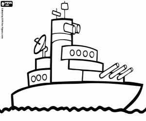 Warship, destroyer coloring page