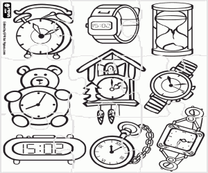 A watches collection puzzle coloring page
