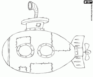 A watercraft, a submarine coloring page