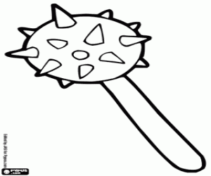 A weapon, a club with spikes coloring page