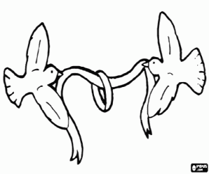 The wedding ring and the doves coloring page