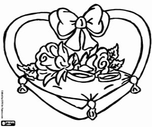 Wedding rings on a cushion coloring page