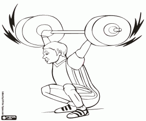 Weightlifting, olympic sport coloring page