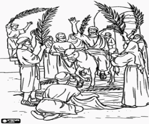 The welcome to Jesus in Jerusalem coloring page