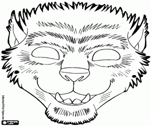 Werewolf, Halloween mask coloring page