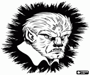 Werewolf head or lyacantrope coloring page