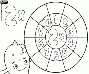 Wheel of x 2 for review coloring page