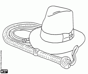 Whip and hat of Indy Jones coloring page