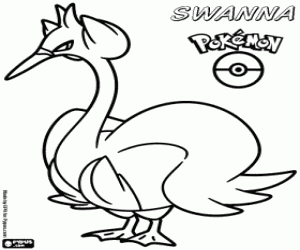 White Bird Pokémon, Swanna coloring page