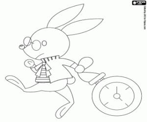 The White Rabbit and the clock coloring page