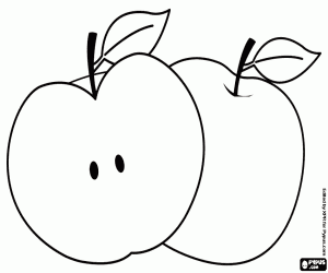 A whole apple and a half apple coloring page