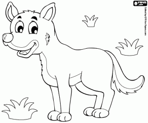 A wild dog, a dingo coloring page