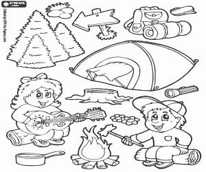 A wilderness camping holiday coloring page