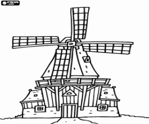 A windmill coloring page