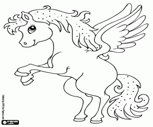A winged horse, a fantastic animal coloring page