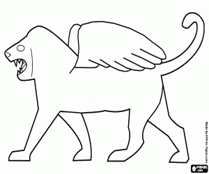 Winged lion, a mythical creature coloring page