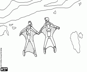 Wingsuit flying, an extreme sport coloring page