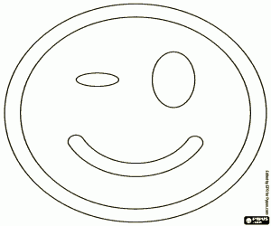 The wink of a smiling Smiley coloring page