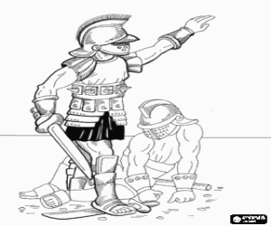 The winner in fight of gladiators coloring page