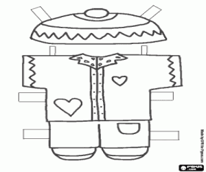 Winter clothes for doll coloring page