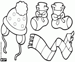 Winter clothing for baby coloring page