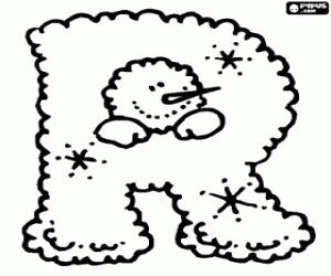 Winter or Christmas letter R  coloring page