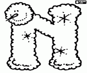 Winter or Christmas letter N  coloring page