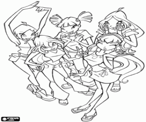Winx Club fairies coloring page