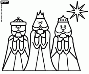 Wise men from the East and gifts coloring page