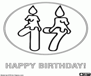 I wish you a happy 17th birthday coloring page