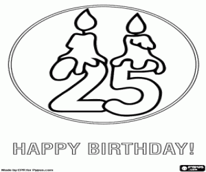 I wish you a happy 25th birthday coloring page