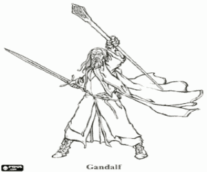 The wizard of the ring, Gandalf coloring page