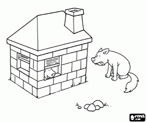 The Wolf and the brick house coloring page