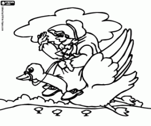 The woman who flies on the goose coloring page