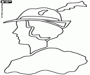 Woman silhouette with hat coloring page