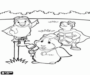 Wonder Pets protagonists at garden coloring page