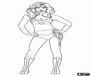 Wonder Woman, a super heroine coloring page