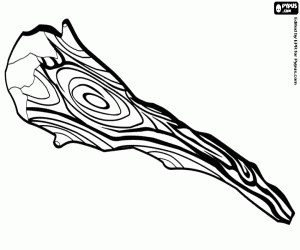 A wooden club, a prehistoric weapon coloring page