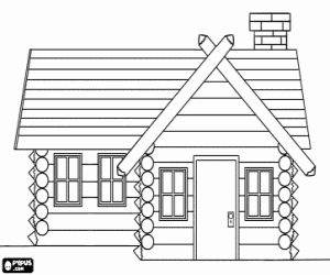 Wooden house or log cabin coloring page