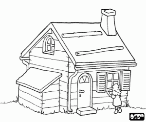 A wooden house coloring page