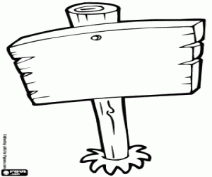 A wooden sign coloring page