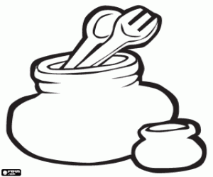 Wooden spoon and wooden fork coloring page
