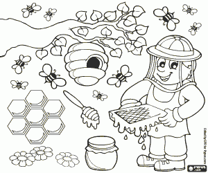 The work of the beekeeper coloring page