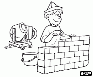 The work of a bricklayer coloring page