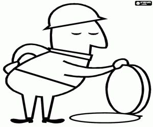 Worker and the manhole coloring page