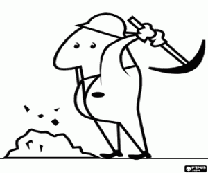 Worker working with the pickaxe or pick coloring page