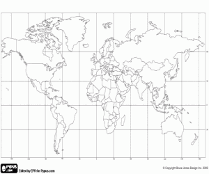 A world map with countries coloring page